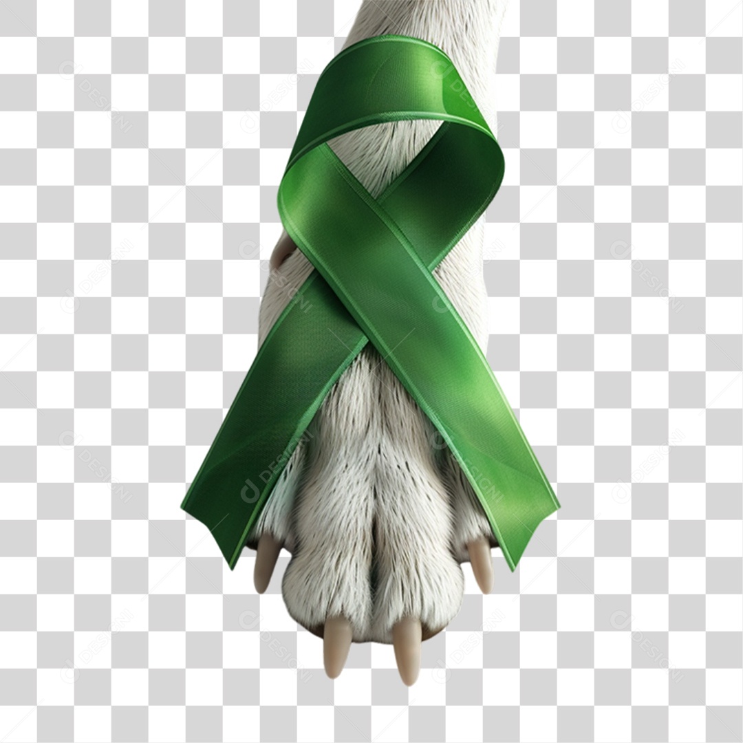 Fita Verde em Pata de Cachorro PNG Transparente