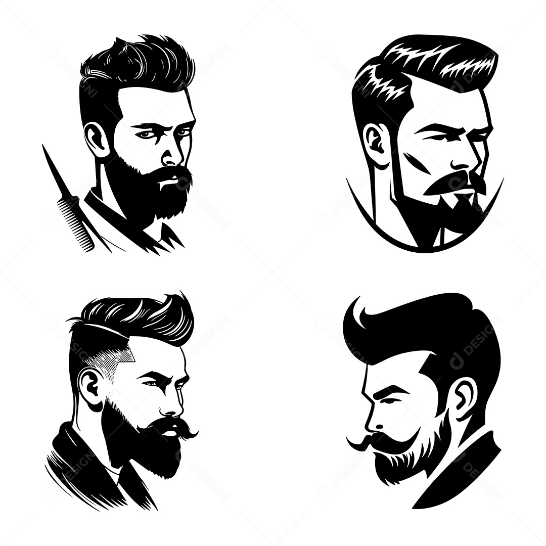 Conjunto de Ícones de Barbearia Vetor EPS