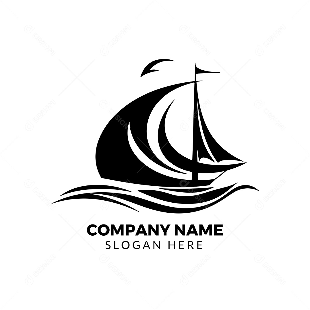 Modelo de Logo de Barco Ilustração Vetor EPS