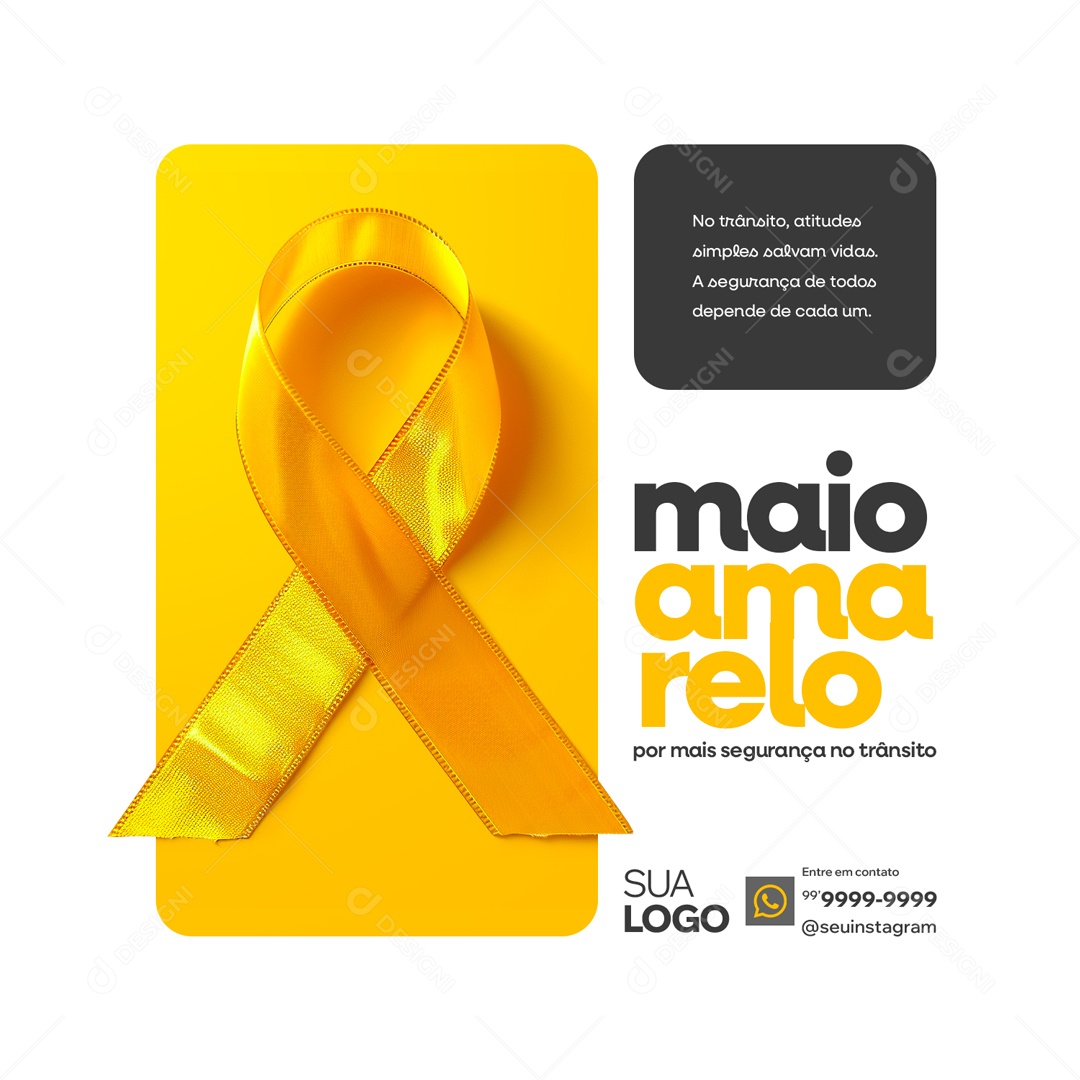 Maio Amarelo Atitudes Simples Salvam Vidas Social Media PSD Editável