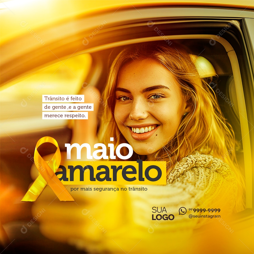 Maio Amarelo Trânsito é Feito de Gente Social Media PSD Editável