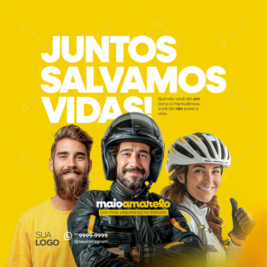 Maio Amarelo Juntos Salvamos Vidas Social Media PSD Editável
