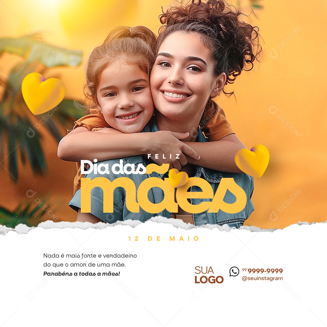 Dia das Mães 12 de Maio Parabéns Social Media PSD Editável