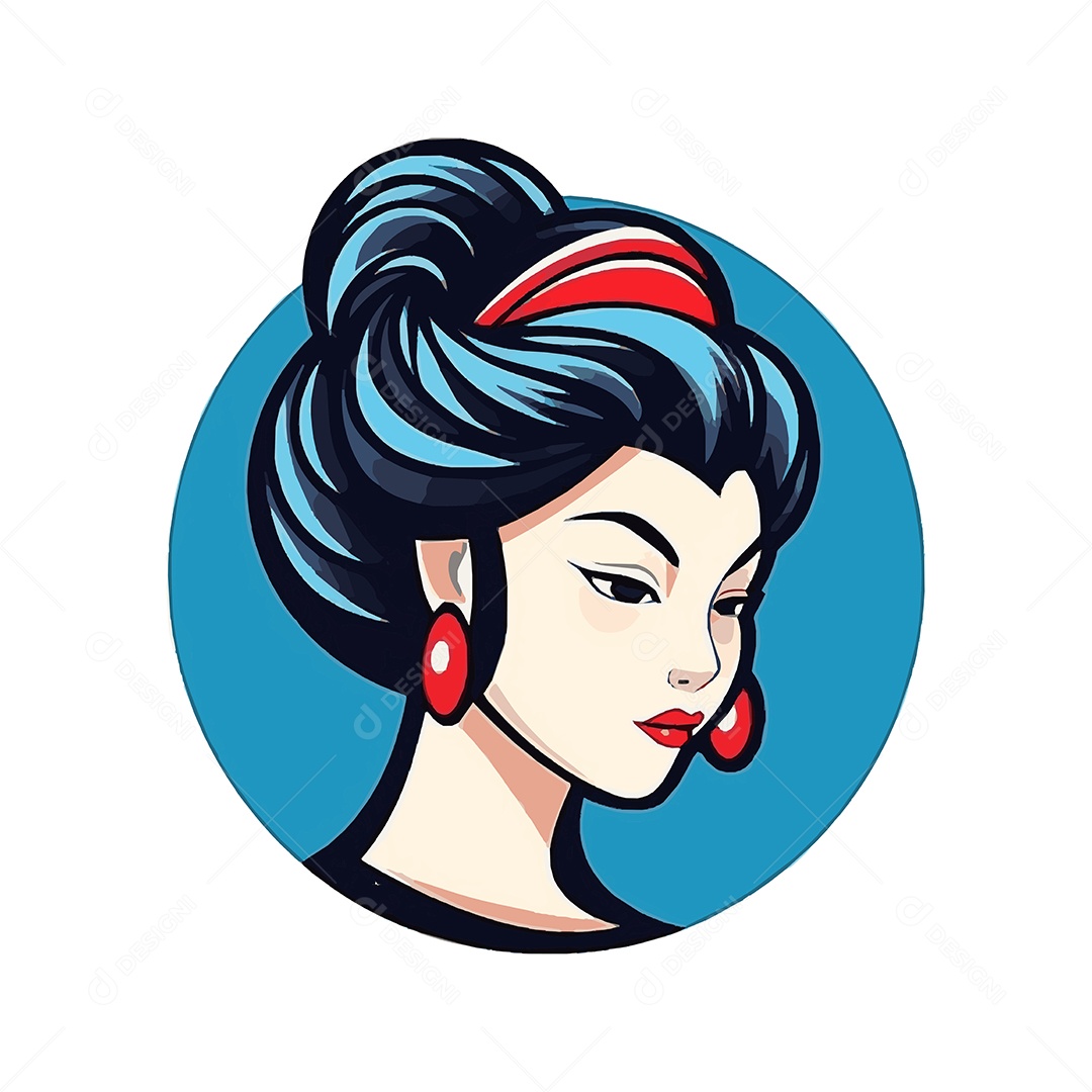 Mulher Japonesa Ilustração Vetor E|PS