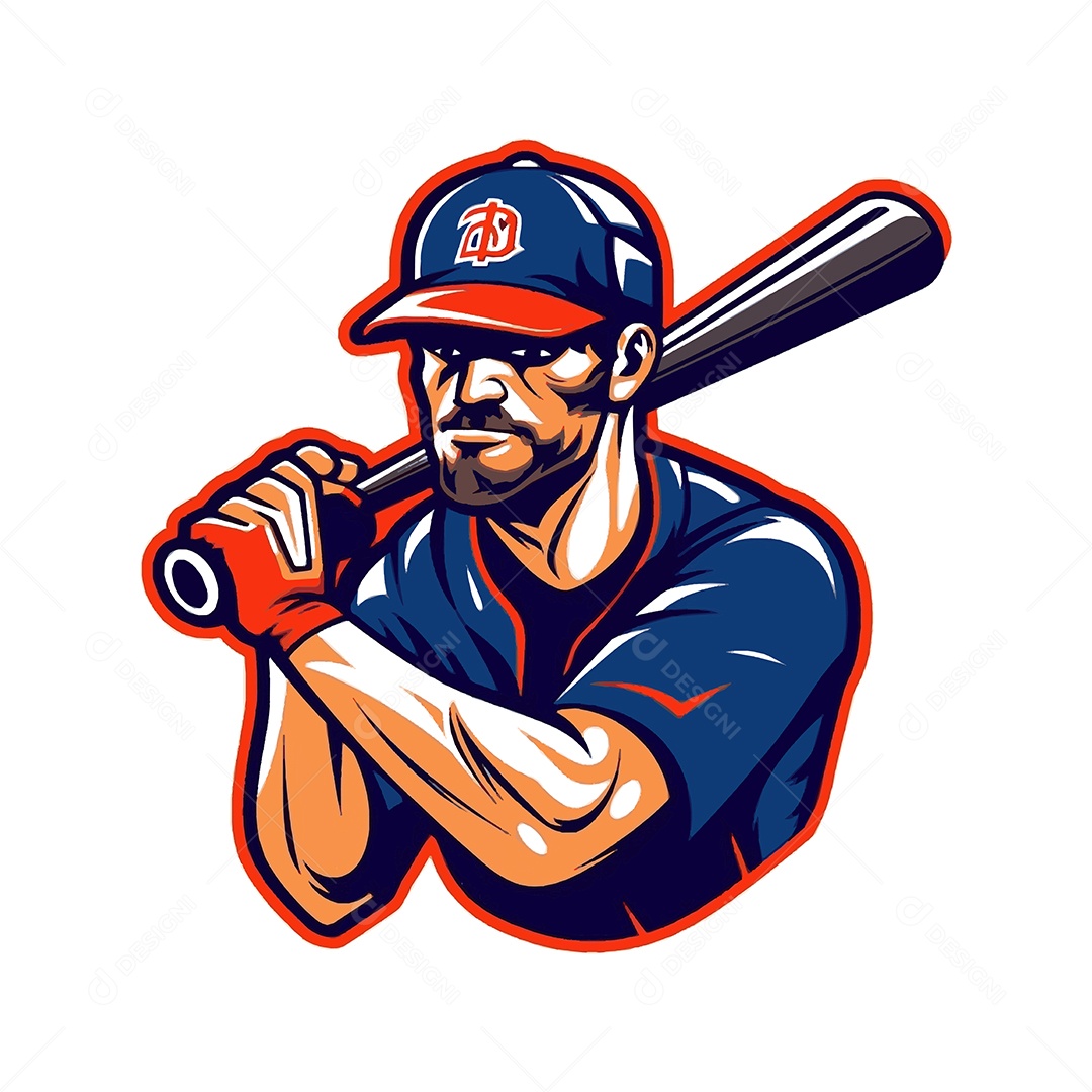Jogador de Baseball Ilustração Vetor EPS