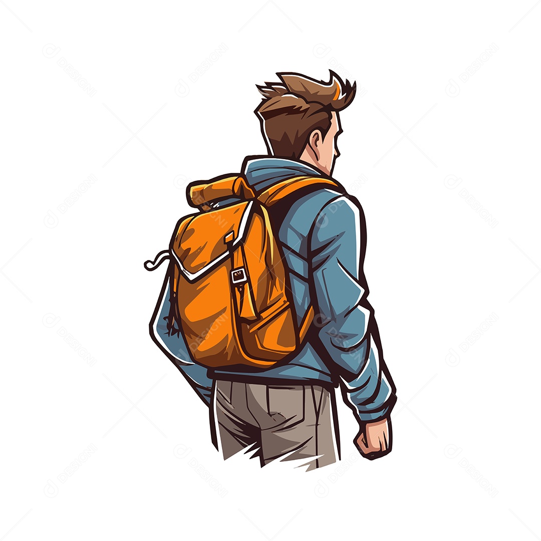 Garoto de Mochila Ilustração Vetor EPS