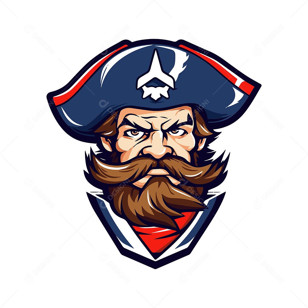 Mascote Pirata Ilustração Vetor EPS