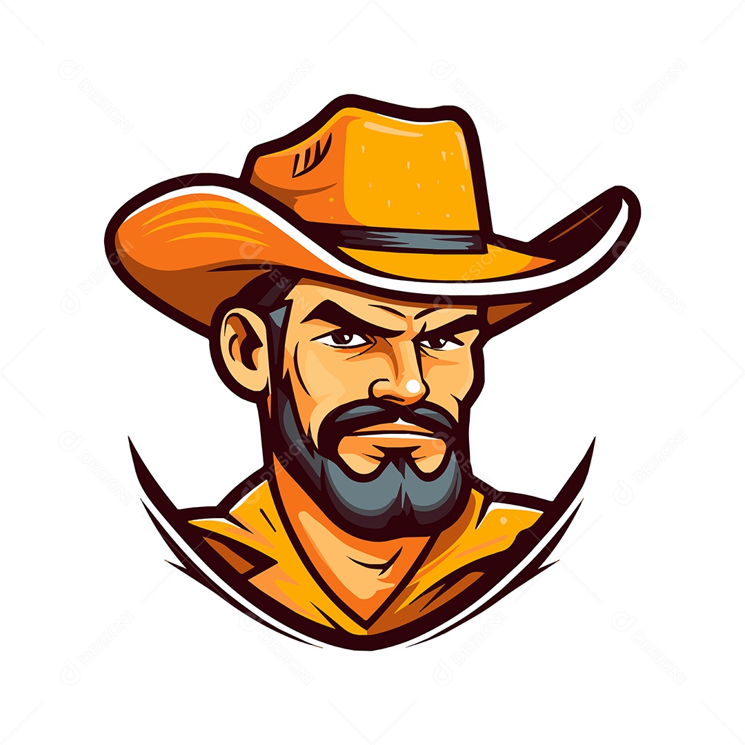 Cowboy Mascote Ilustração Vetor EPS