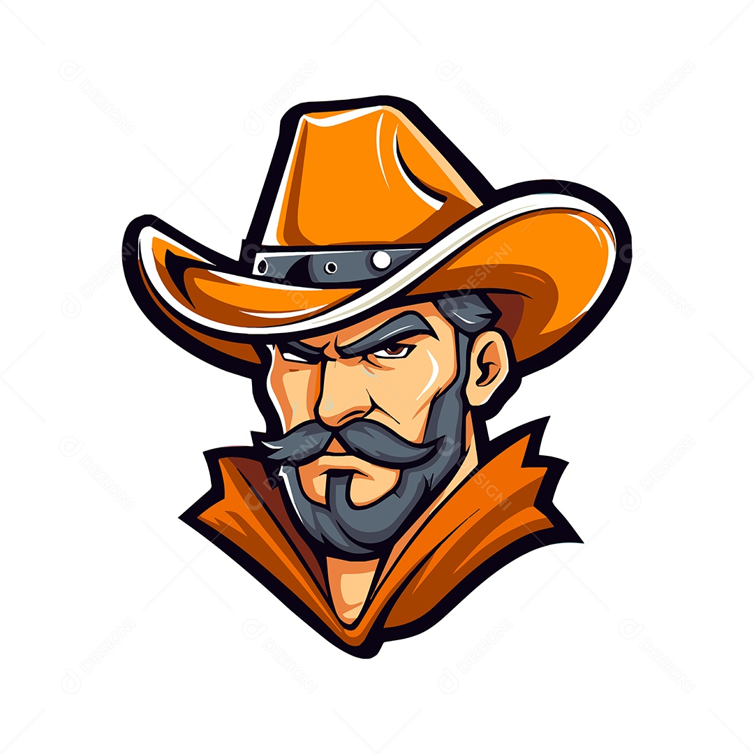 Cowboy Mascote Ilustração Vetor EPS