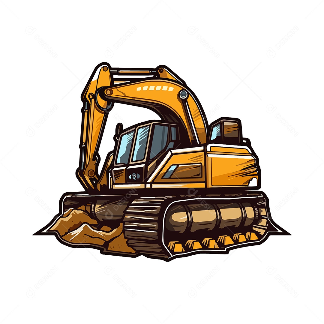 Escavadeira Ilustração Vetor EPS