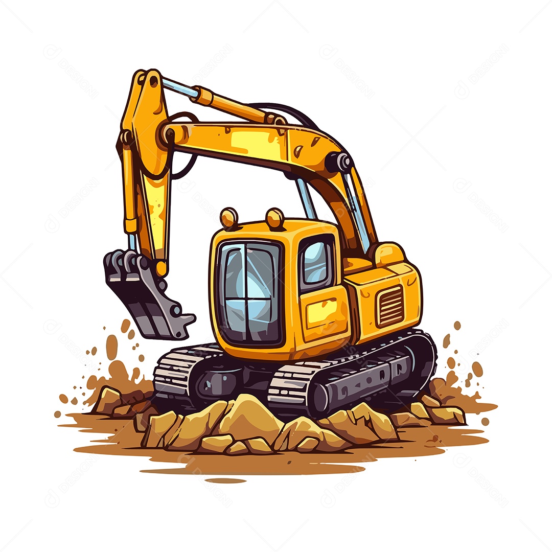 Escavadeira Ilustração Vetor EPS