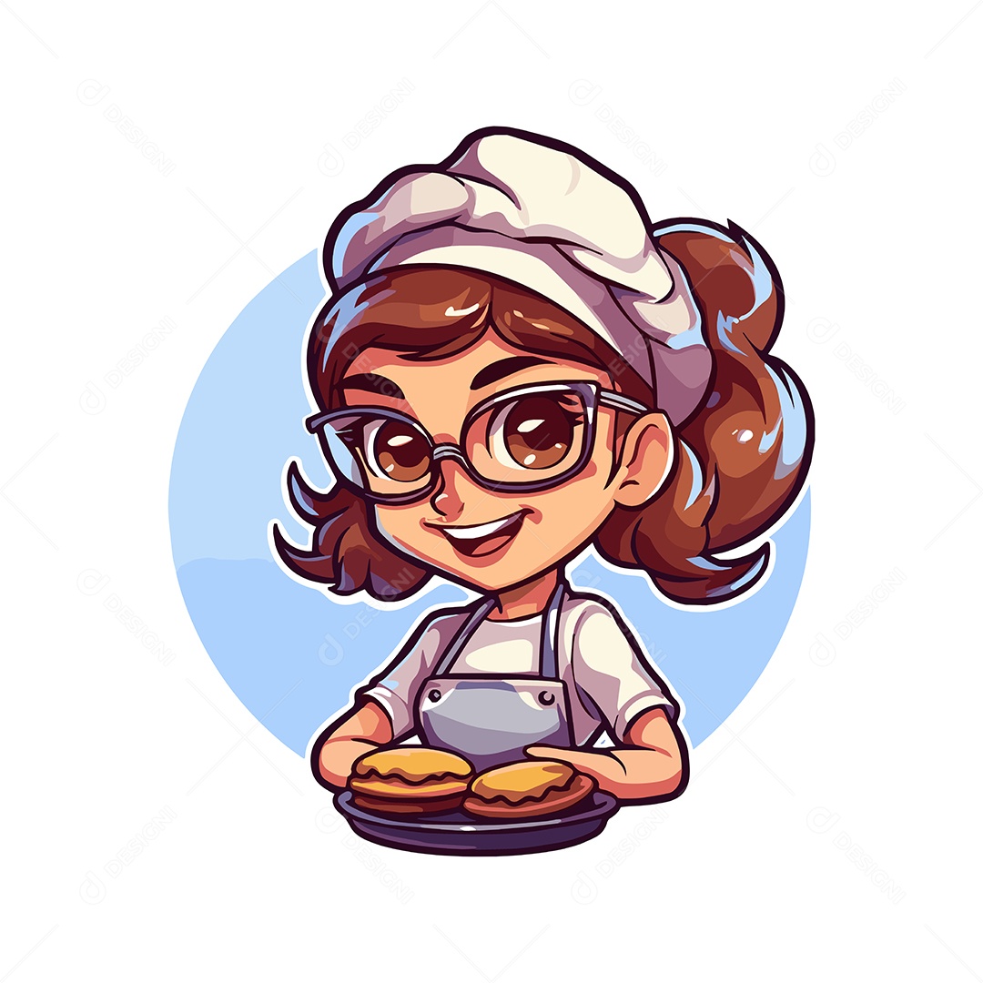 Garota Cozinheira Ilustração Vetor EPS