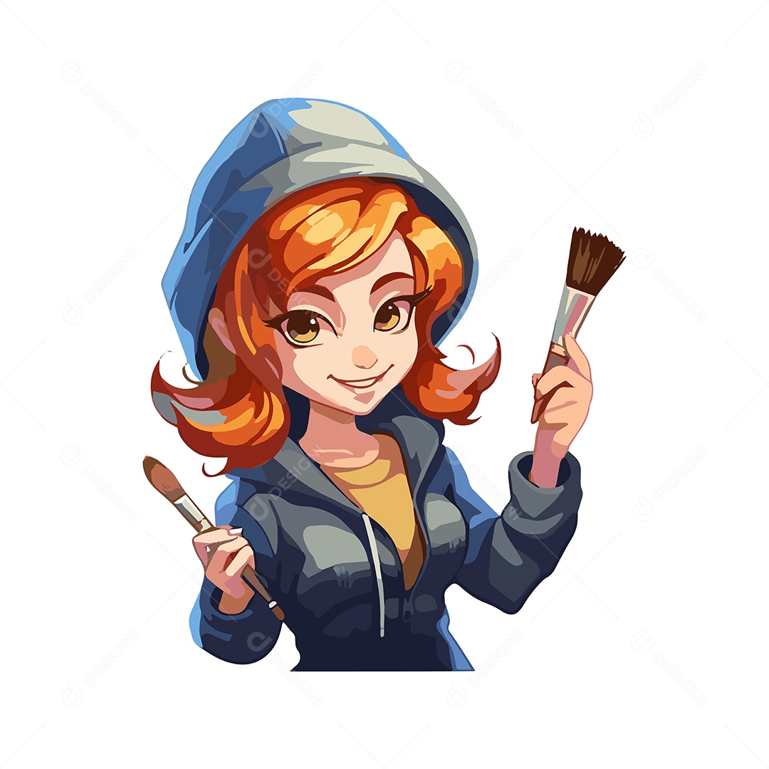 Garota Pintora Ilustração Vetor EPS
