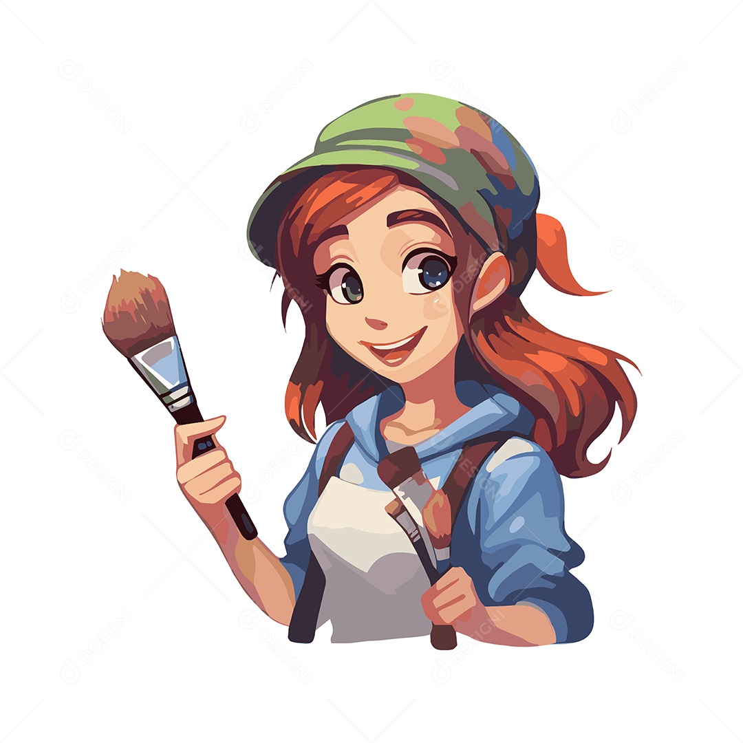 Garota Pintora Ilustração Vetor EPS