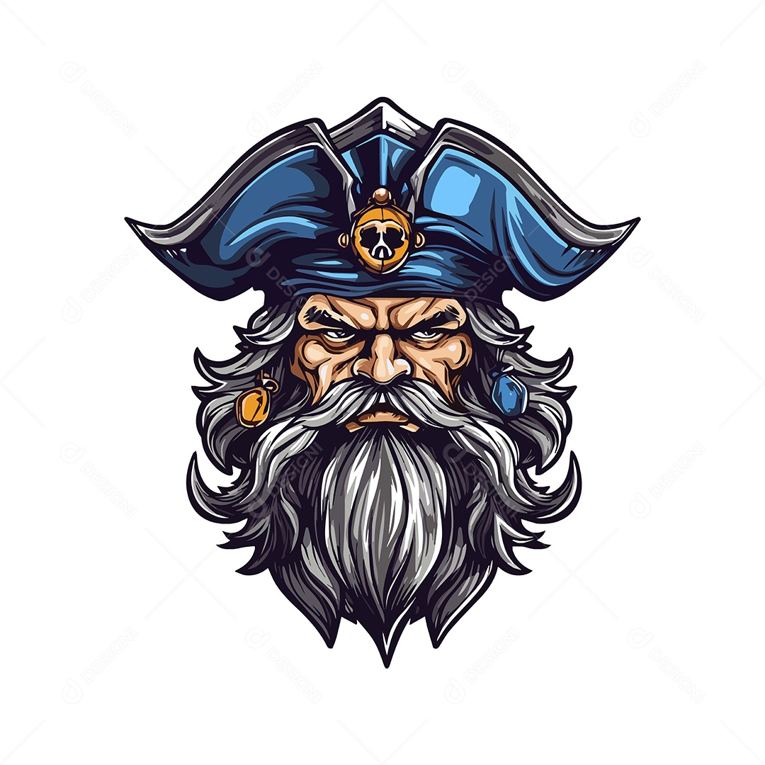 Capitão Pirata Ilustração Vetor EPS