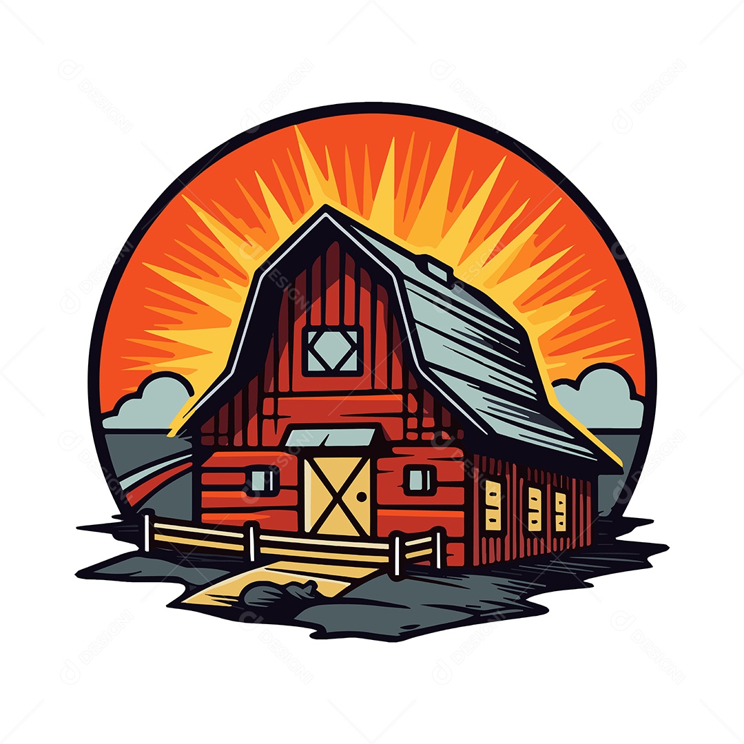 Celeiro de Fazenda Ilustração Vetor EPS