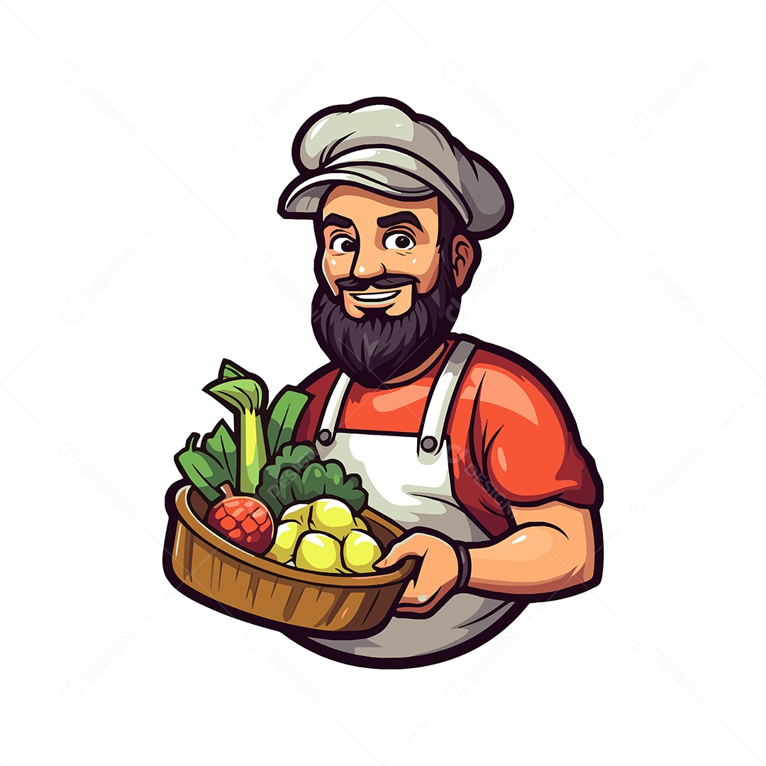 Vendedor de Vegetais Ilustração Vetor EPS