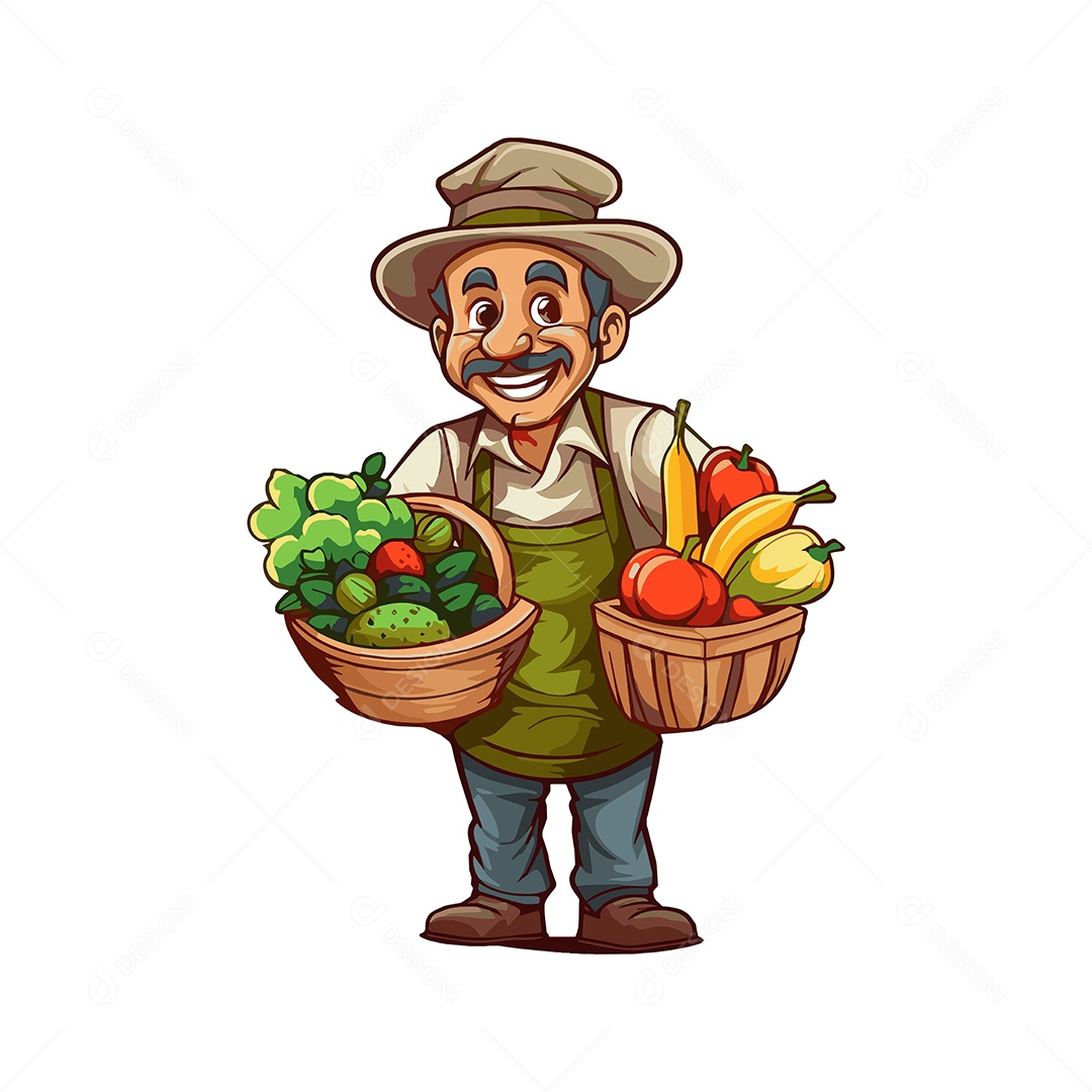 Vendedor de Vegetais Ilustração Vetor EPS