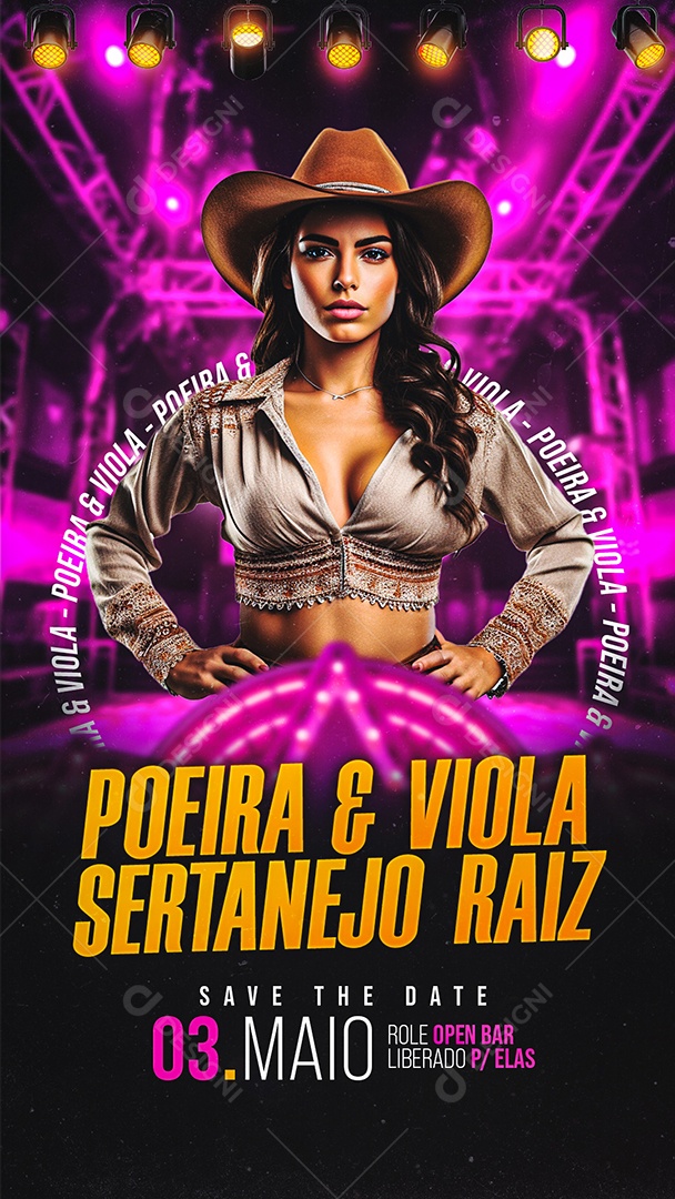 Story Flyer Poeira e Viola Sertanejo Raiz Social Media PSD Editável