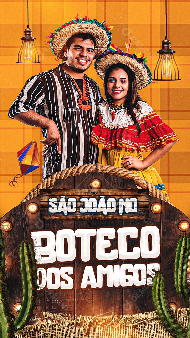 Story Flyer São João no Boteco Dos Amigos Social Media PSD Editável