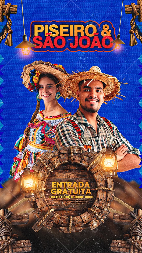 Story Flyer Piseiro e São João Entrada Gratuita Social Media PSD Editável