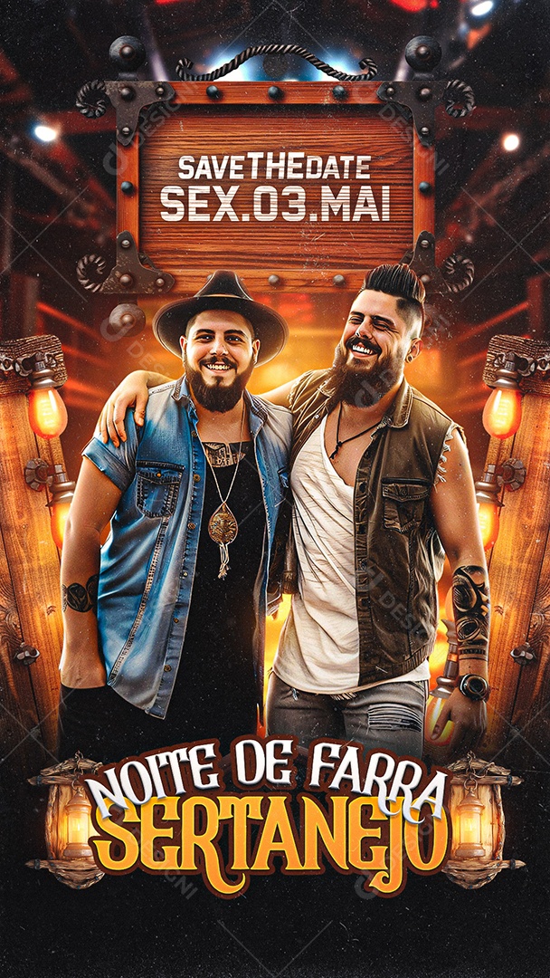 Story Flyer Noite de Farra Sertanejo Social Media PSD Editável