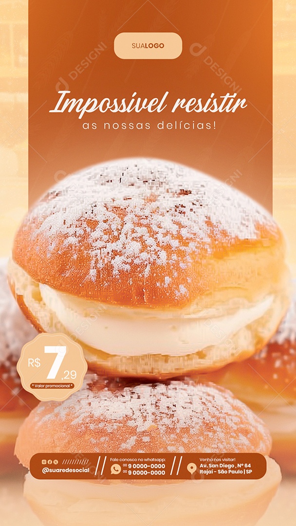 Story Impossível Resistir as nossas Delícias Social Media PSD Editável