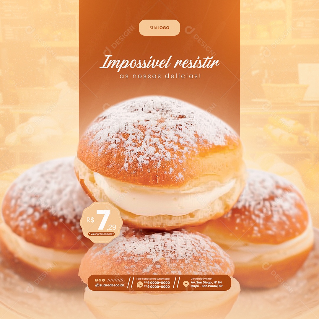 Feed Impossível Resistir as nossas Delícias Social Media PSD Editável