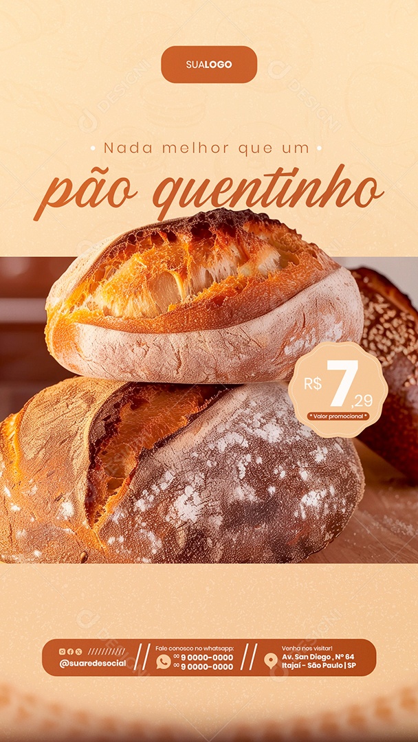 Story Nada Melhor que um Pão Quentinho Social Media PSD Editável