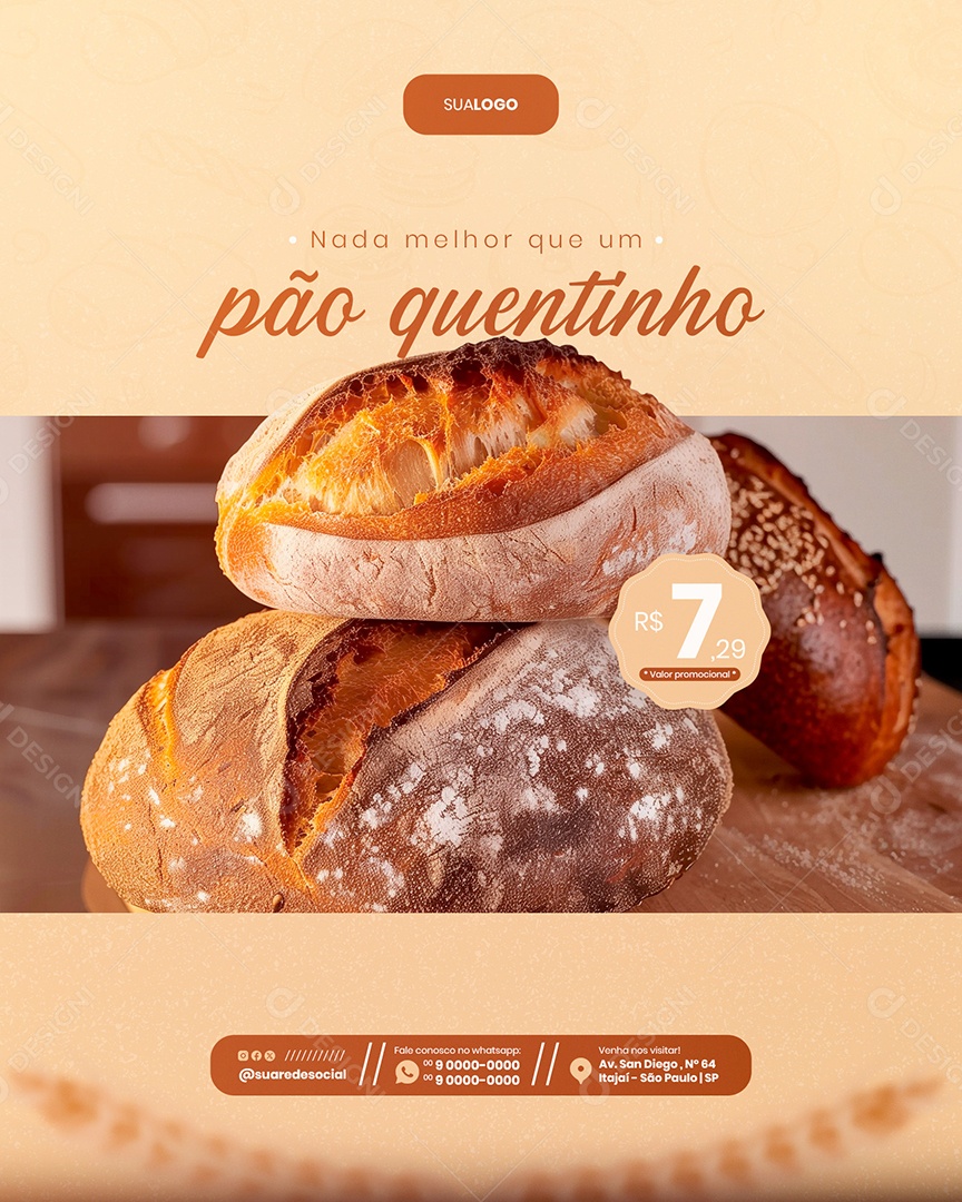 Nada Melhor que um Pão Quentinho Social Media PSD Editável