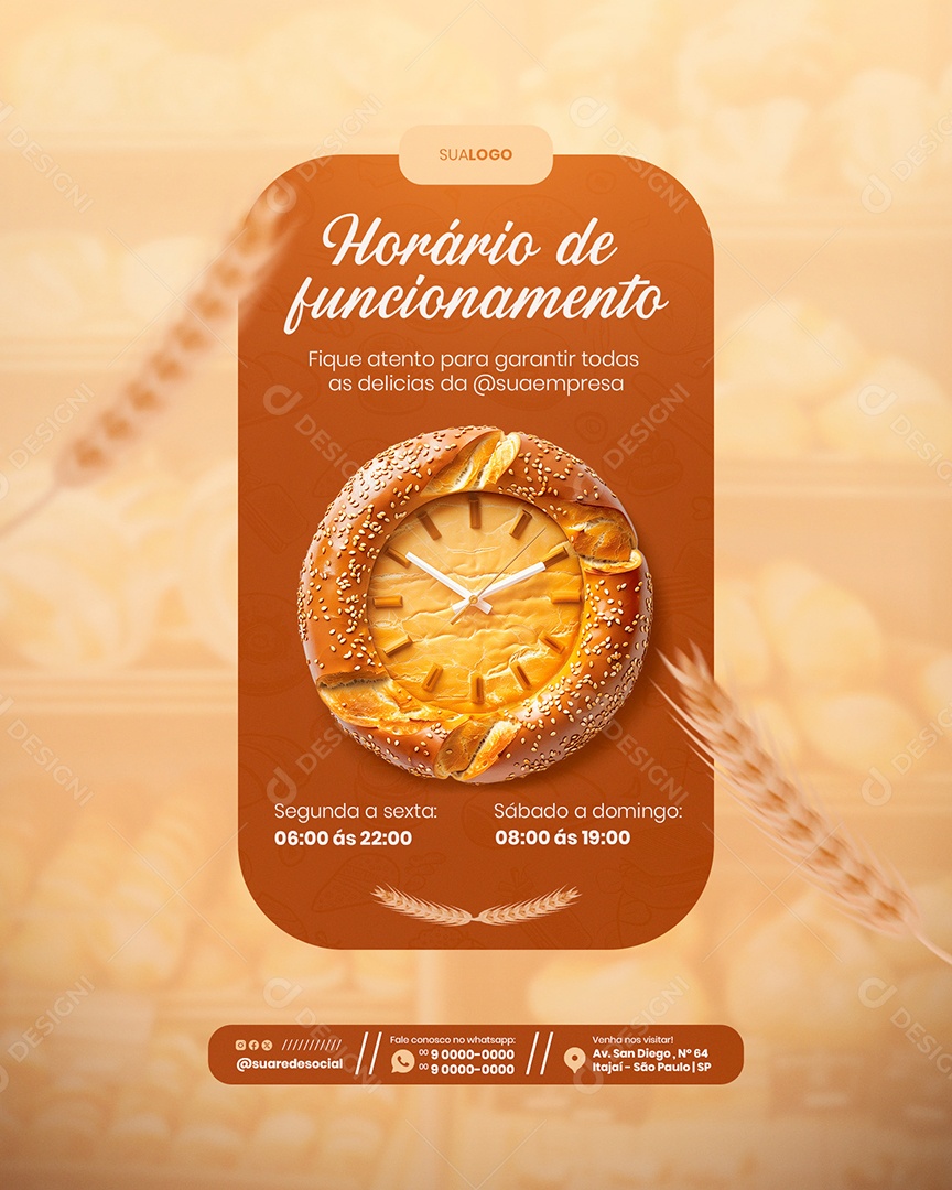 Horário de Funcionamento Fique Atento para Garantir todas Delicias Social Media PSD Editável