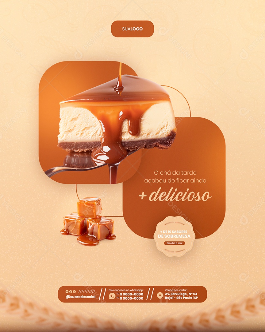 Chá da Tarde Acabou de Ficar Ainda mais Delicioso Social Media PSD Editável