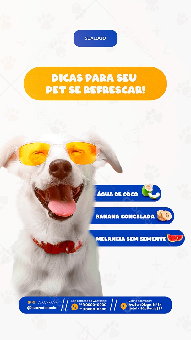 Story Petshop Dicas para seu Pet se Refrescar Social Media PSD Editável