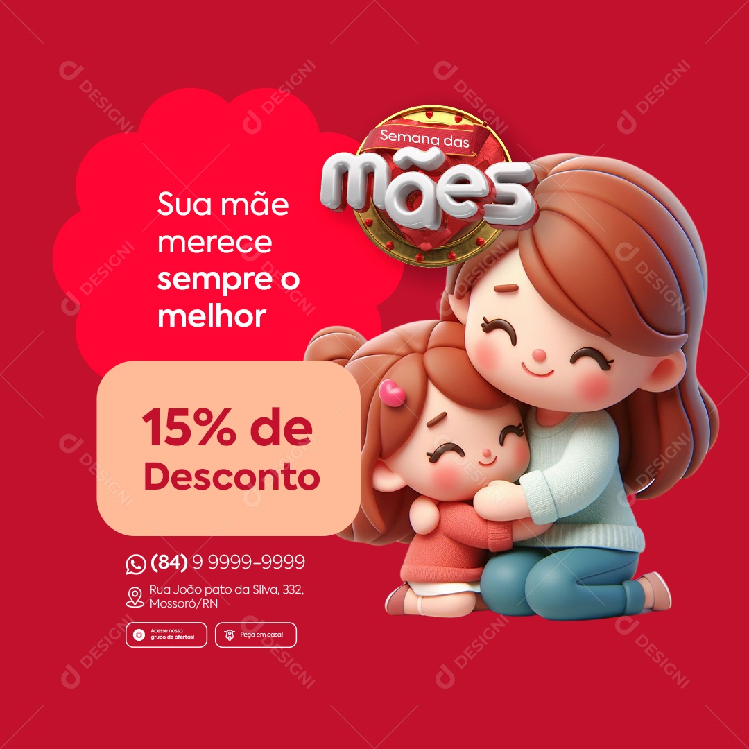 Semana das Mães Supermercado Sua Mãe Merece Sempre o Melhor Social Media PSD Editável
