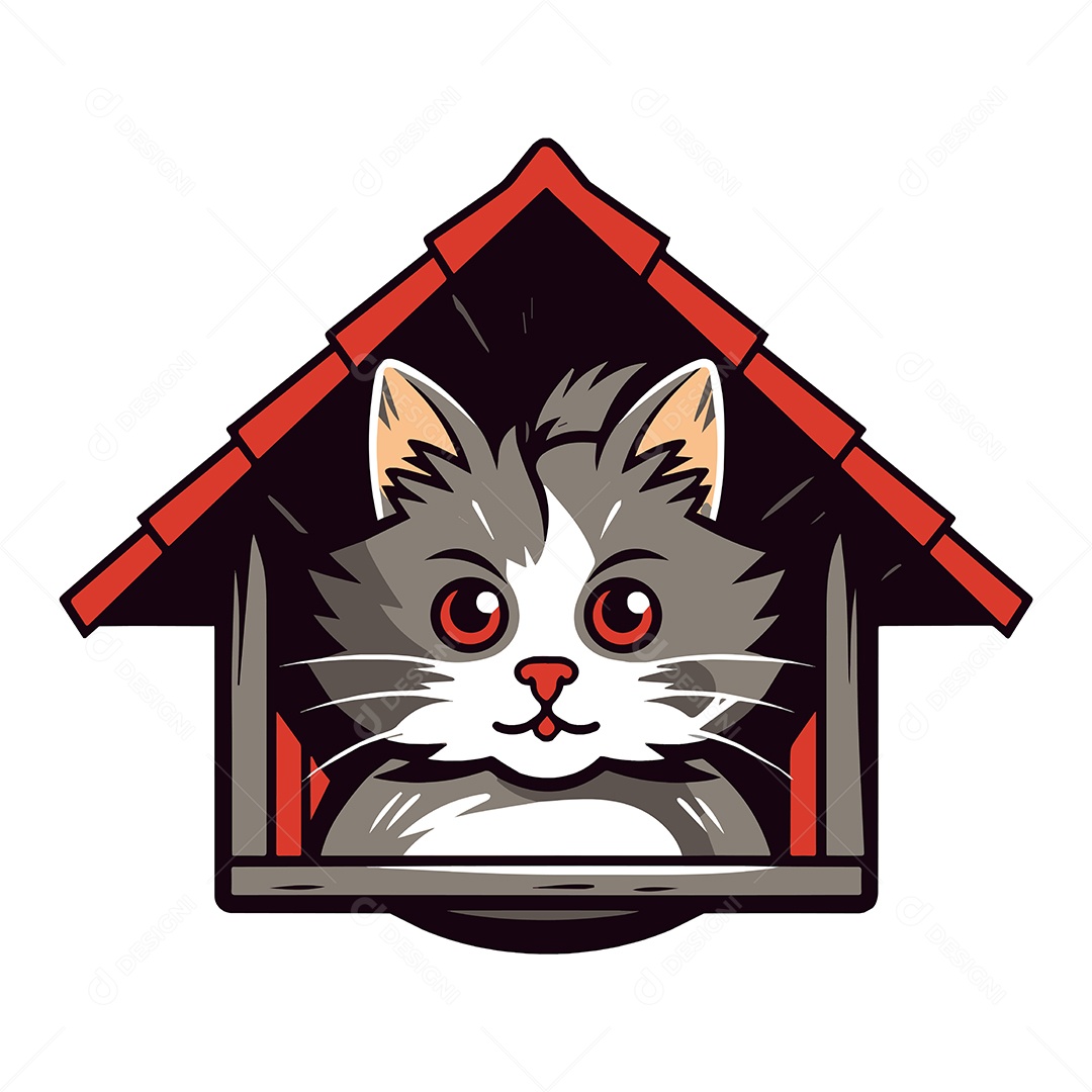 Gato Mascote Ilustração Vetor EPS