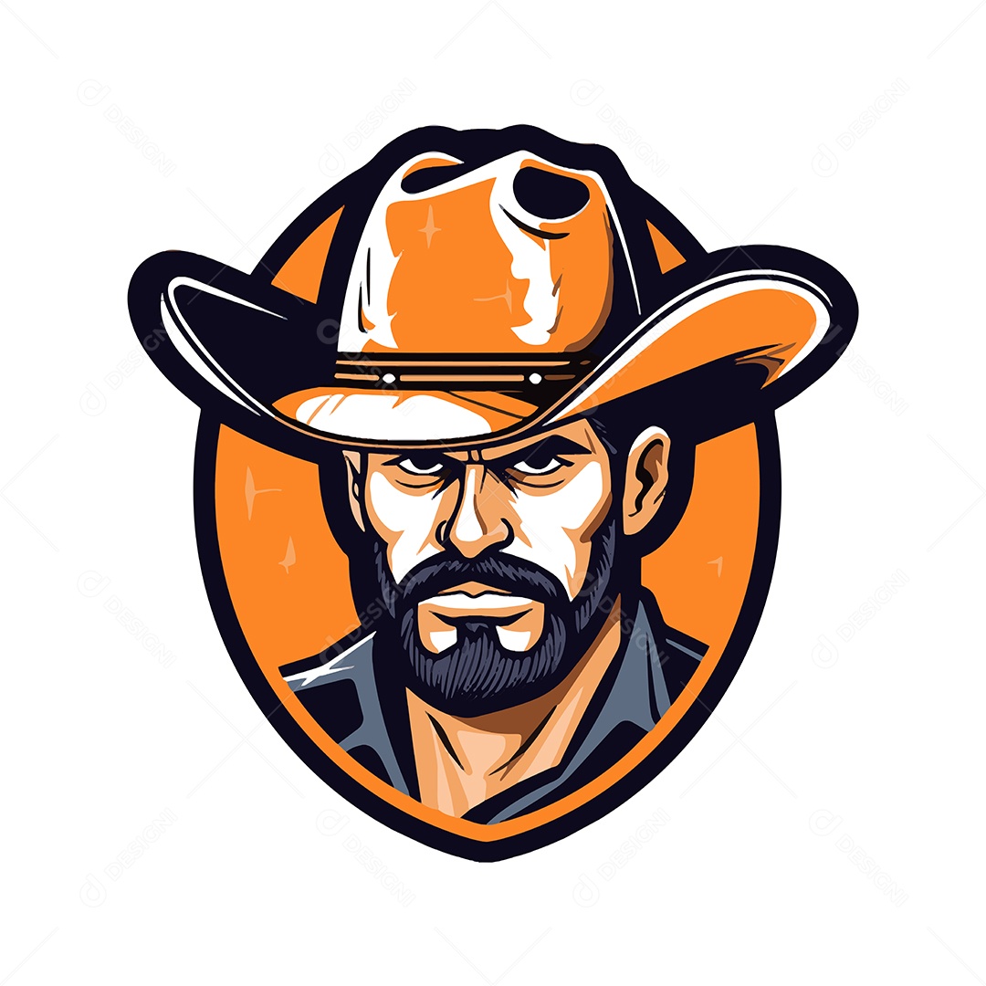 Cowboy Mascote Ilustração Vetor EPS