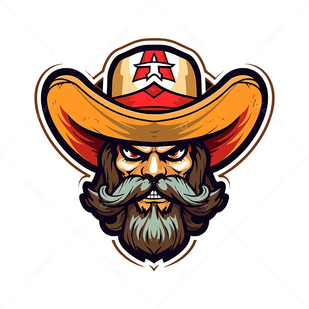 Cowboy Mascote Ilustração Vetor EPS