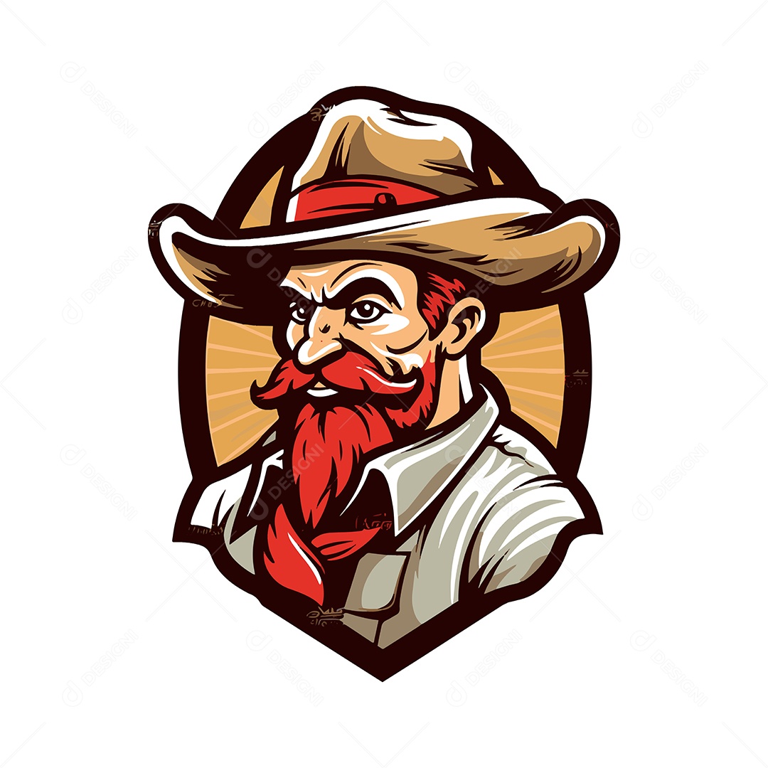 Cowboy Mascote Ilustração Vetor EPS