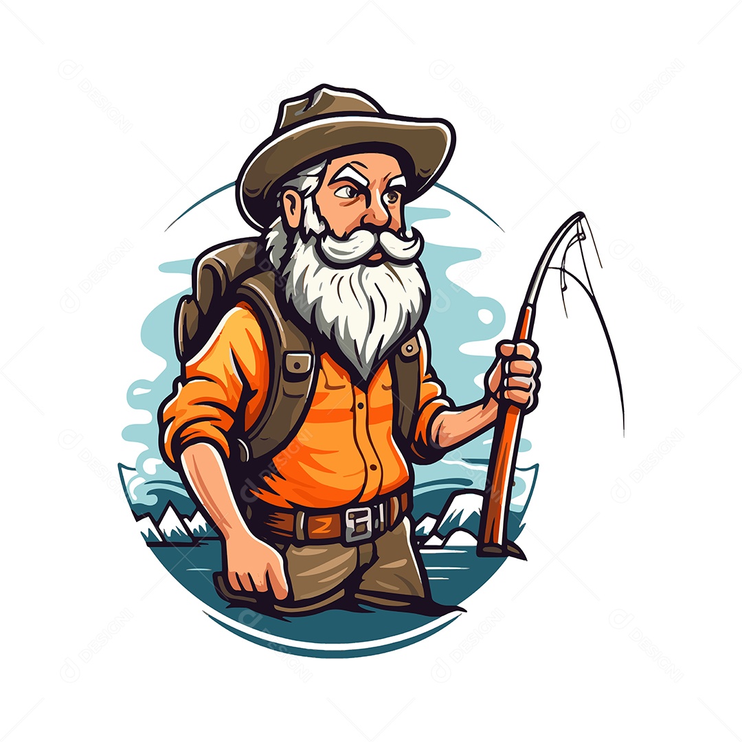 Pescador Ilustração Vetor EPS