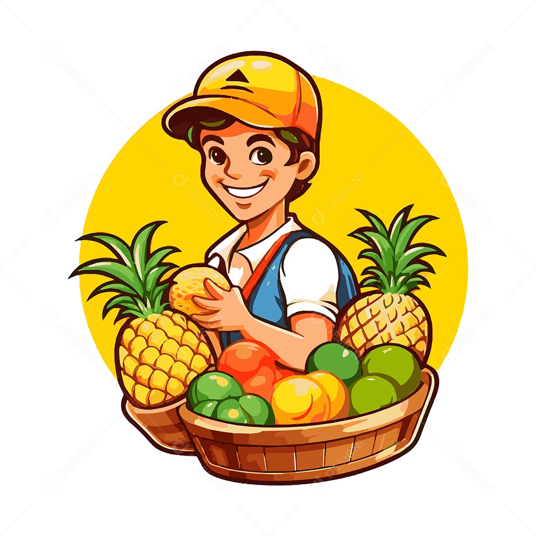 Vendedor de Frutas Ilustração Vetor EPS