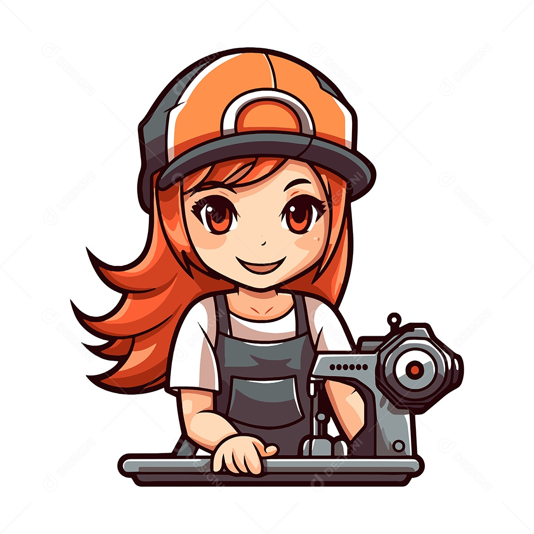 Garota Costureira Ilustração Vetor EPS