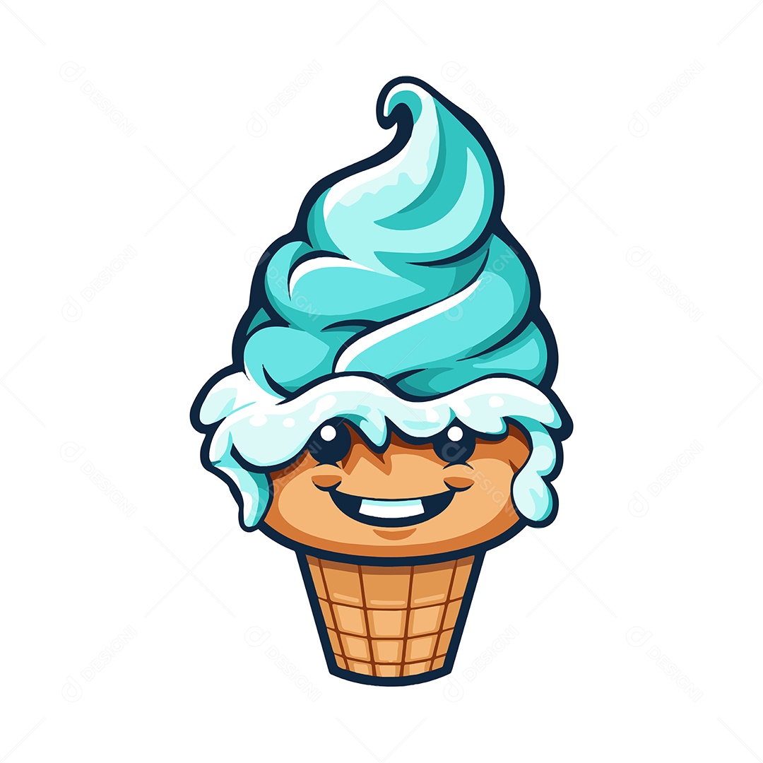 Sorvete Personagem Ilustração Vetor EPS