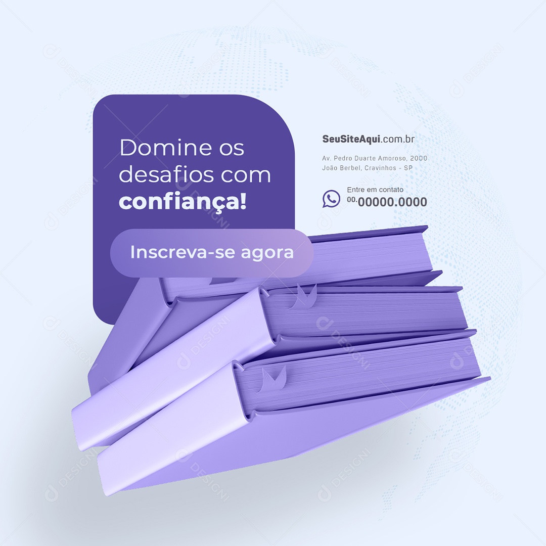 Faculdade Domine os Desafios com Confiança Inscreva-se Agora Social Media PSD Editável