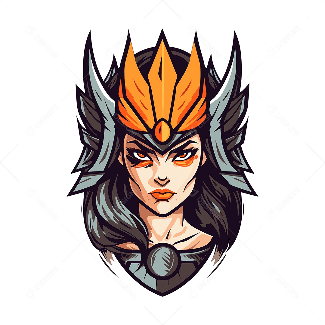 Garota Guerreira Ilustração Vetor EPS