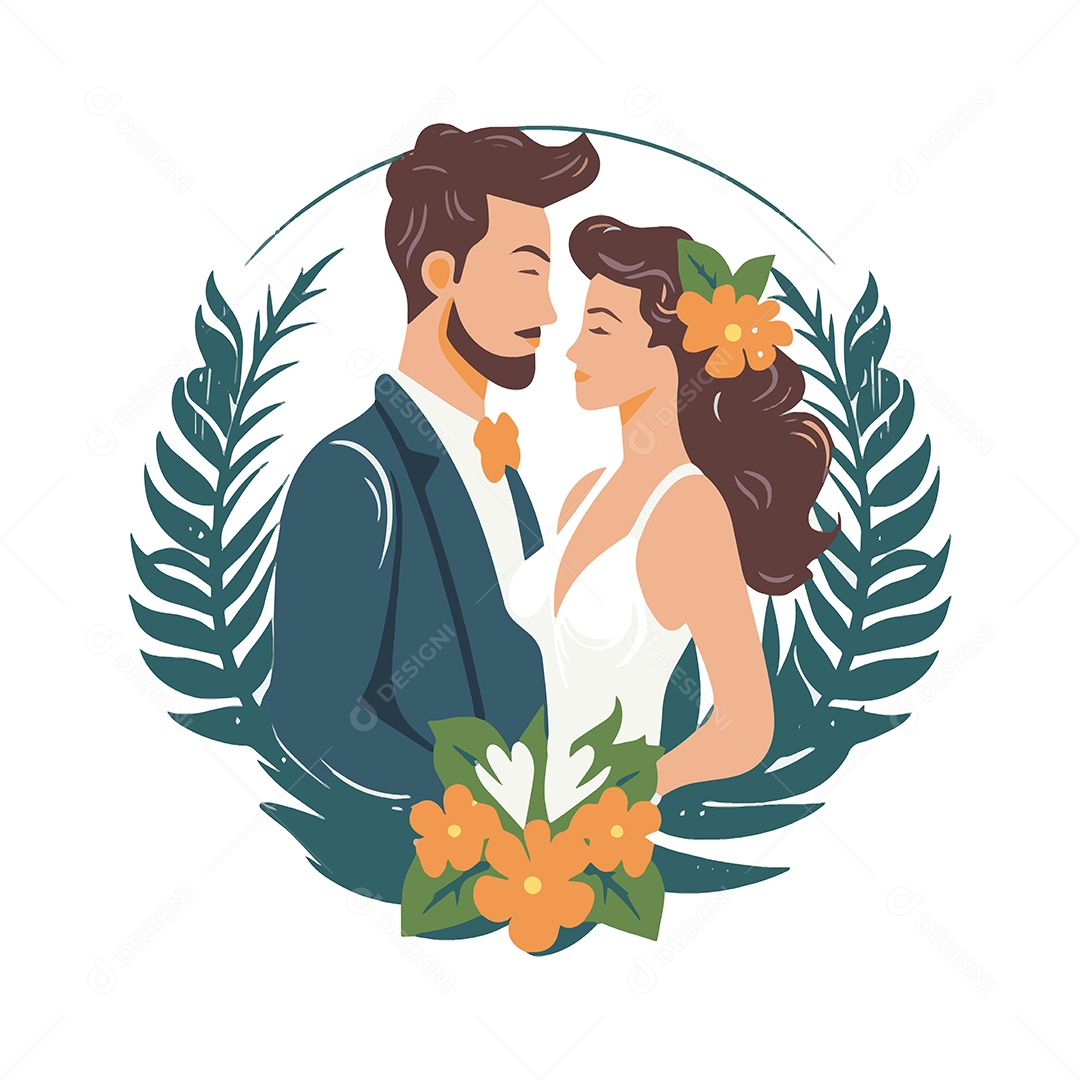 Casal de Noivos Ilustração Vetor EPS