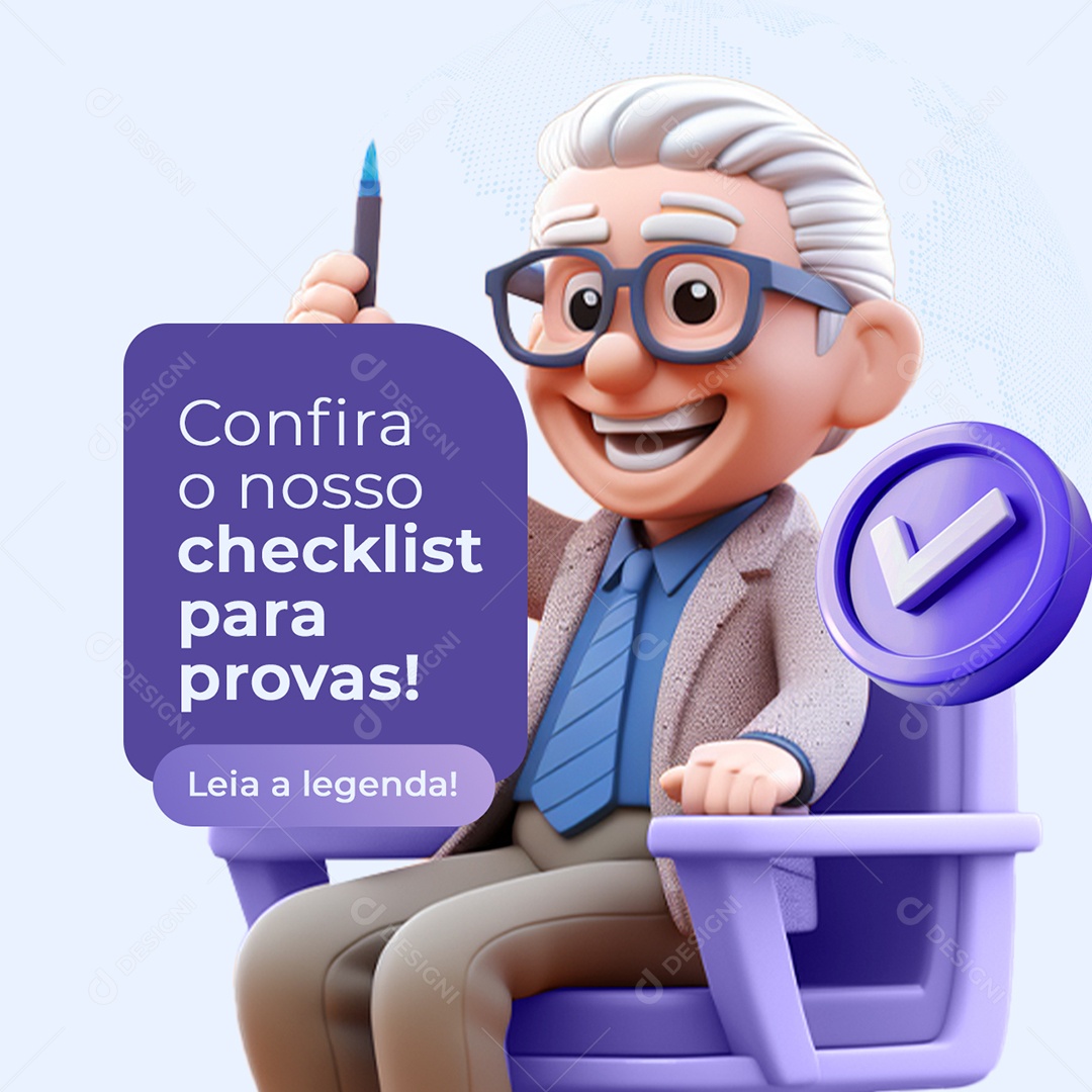 Faculdade Confira o Nosso Checklist para Provas Social Media PSD Editável