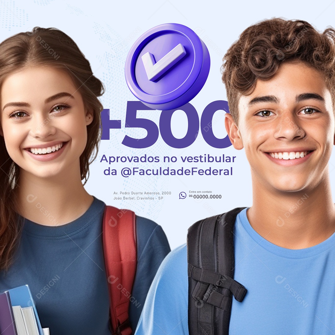 Social Media Aprovados no Vestibular da Faculdade Federal PSD Editável