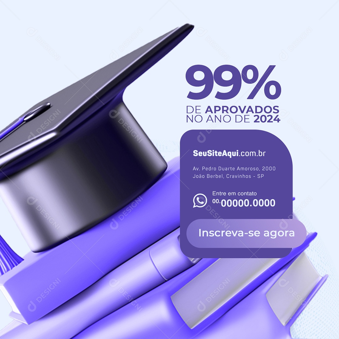 Faculdade 99% de Aprovados no Ano de 2024 Social Media PSD Editável