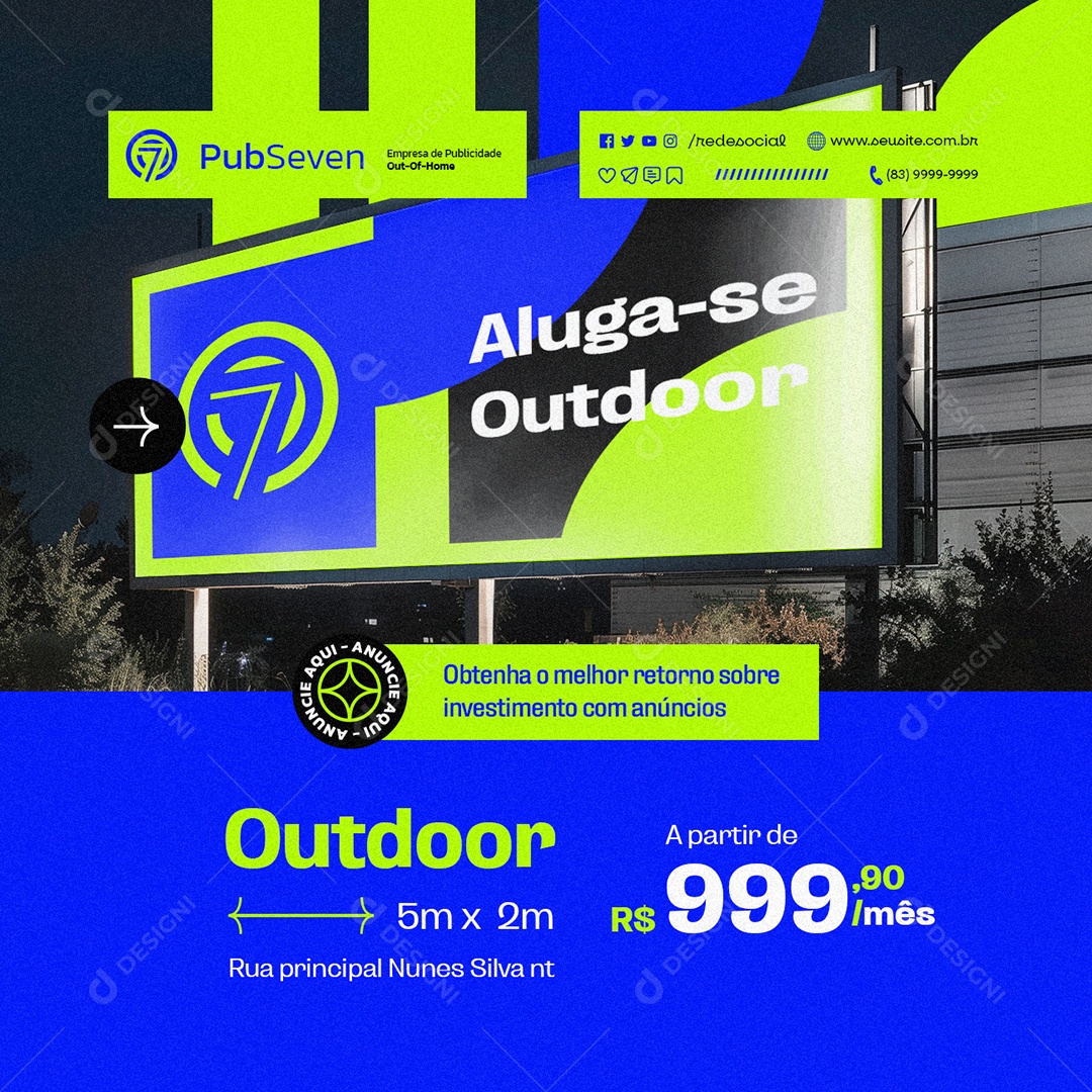 Empresa de Publicidade Aluga se Outdoor Social Media PSD Editável