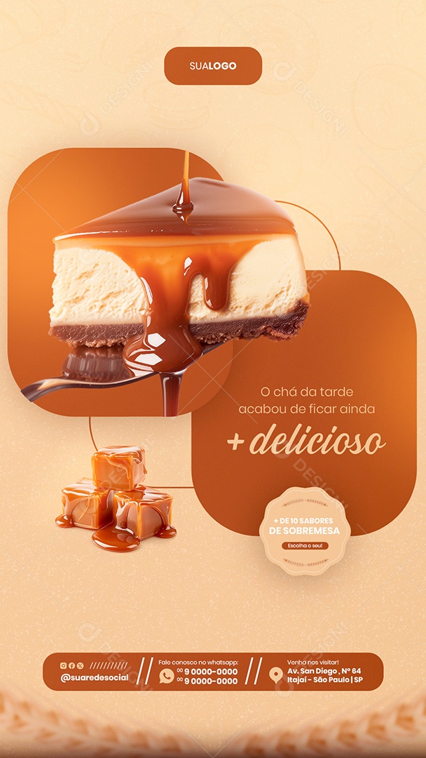 Story Chá da Tarde Acabou de Ficar Ainda mais Delicioso Social Media PSD Editável